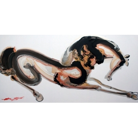 y14410 畫作系列-油畫- 油畫動物系列- 王增春系列畫作 ~ 抽象馬(一)